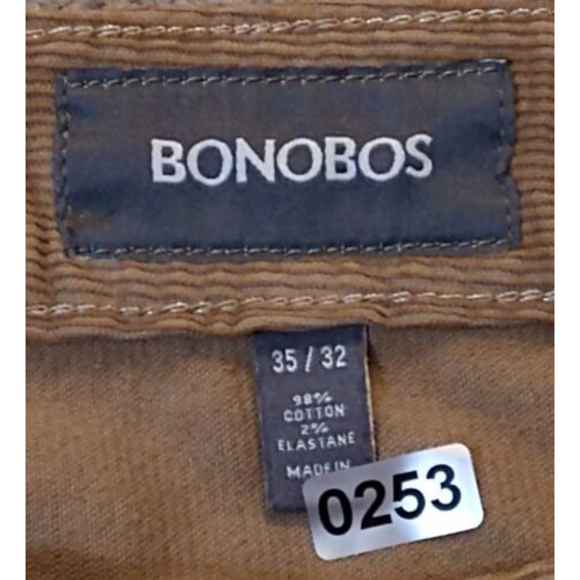 BONOBOS Men's 35 x 32 Slim Fit Corduroy Pants Straight Leg Slacks Khaki Tan EUC - Picture 9 of 9